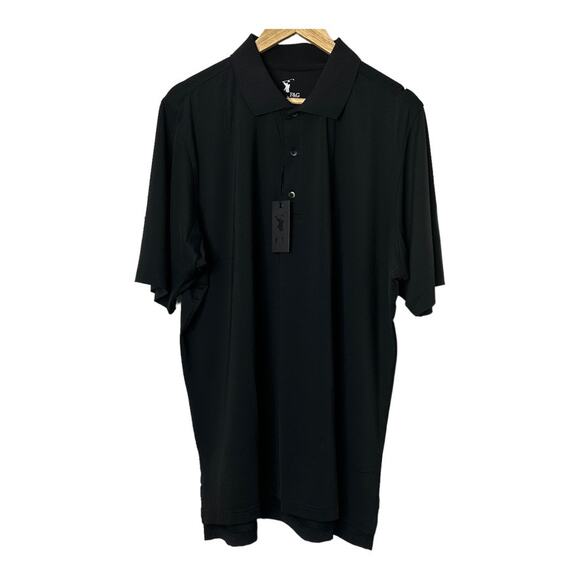 F&G Tech Black Solid Tech Jersey Polo Shirt Men's Size XL New - Picture 4 of 7